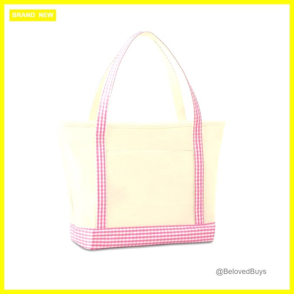 Large Canvas Tote Bag with Zipper Pockets for Work Travel Beach